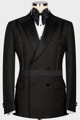 Spencer Chic Black Peaked Lapel Double-Breasted Wedding Men's Suit
